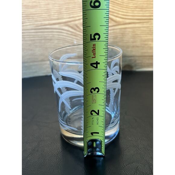 4 ROLF Elegant Glass PALM TREE Frost Deep Cut DOUBLE OLD FASHIONED Rock Tumblers - Picture 5 of 6